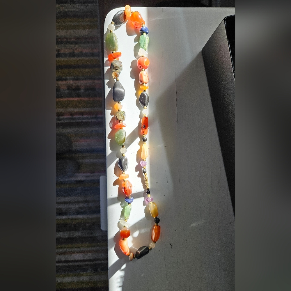 Vintage Multicolor Boho Stone Necklace
